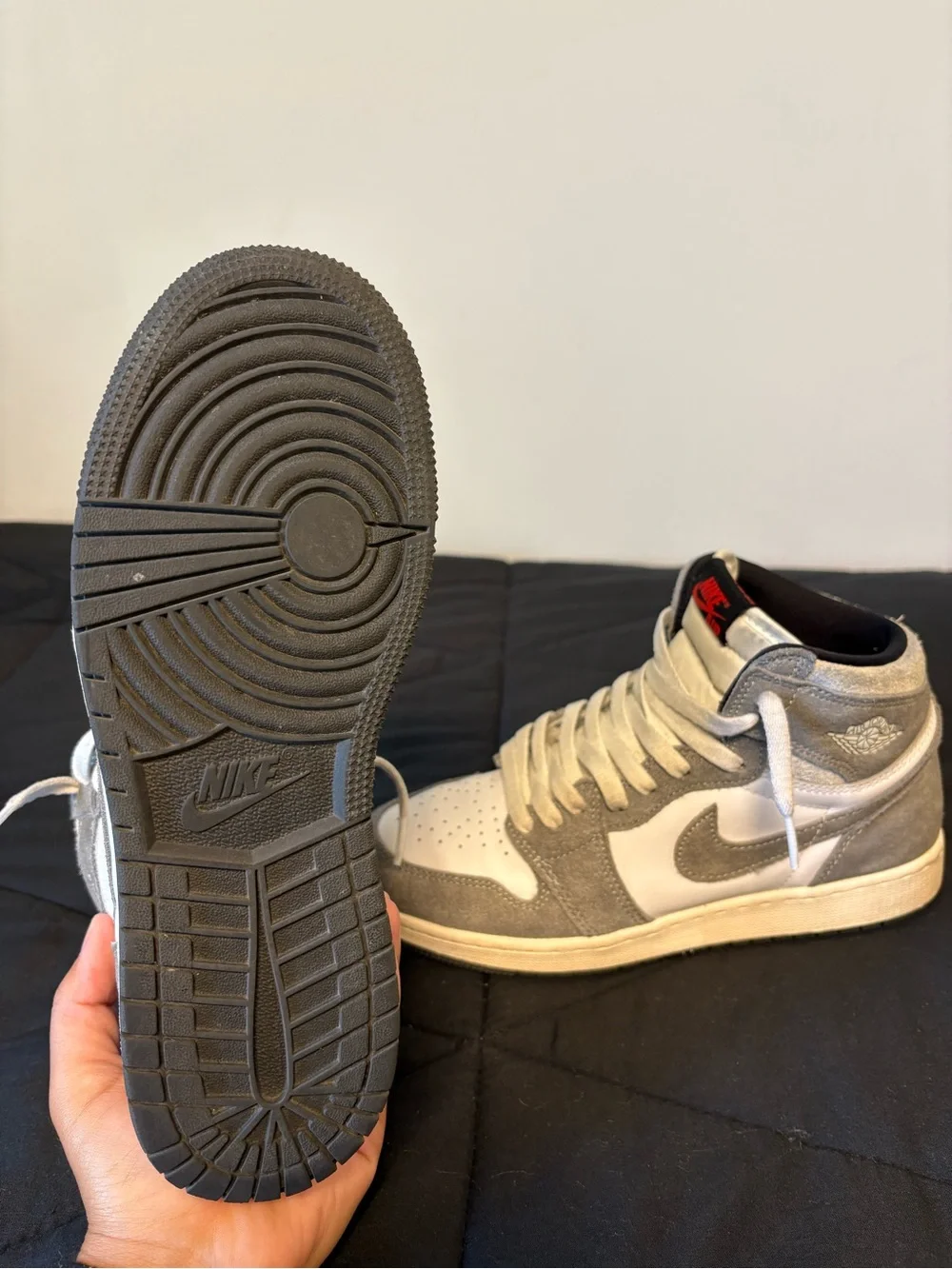 Nike Kids Gray and White High-Top Sneakers